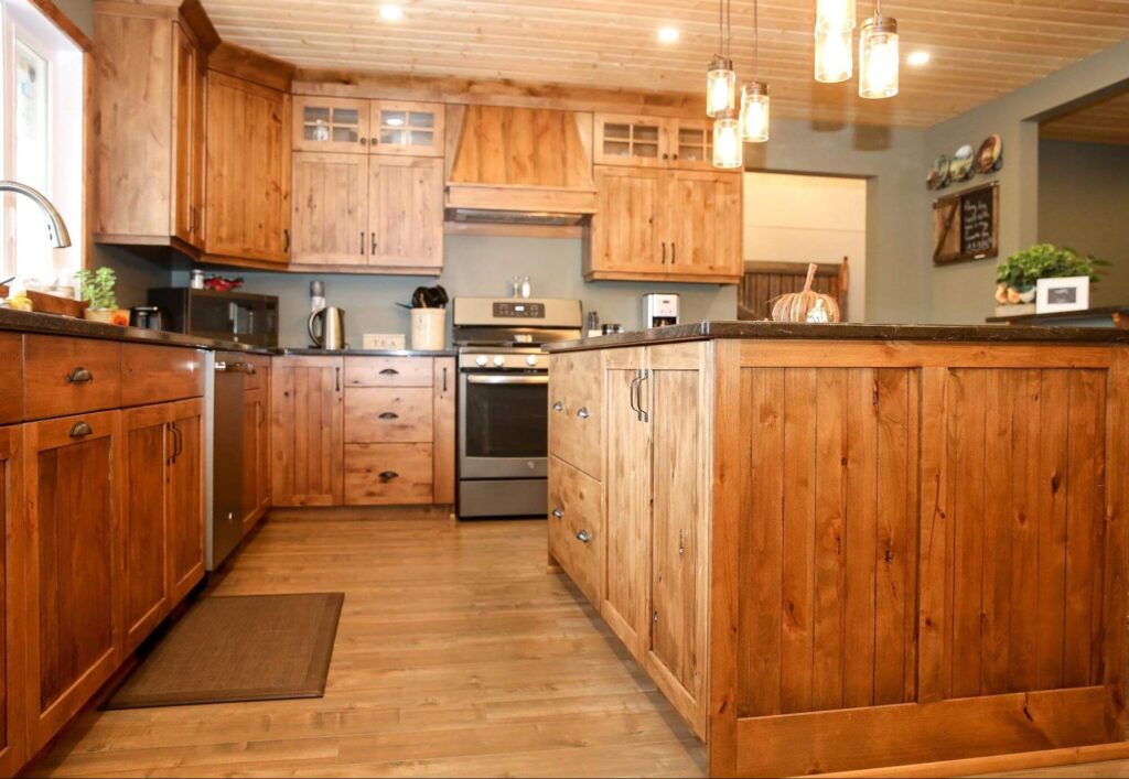 A beautiful wood feature traditional kitchen design